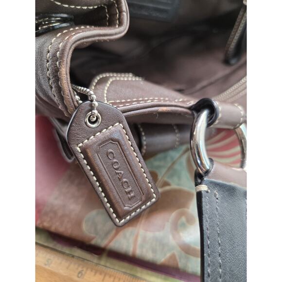Vtg Coach Soho Luxury Satchel Purse Brown C0GZ-8A09 Double Handle Buckle Pockets - Picture 10 of 15
